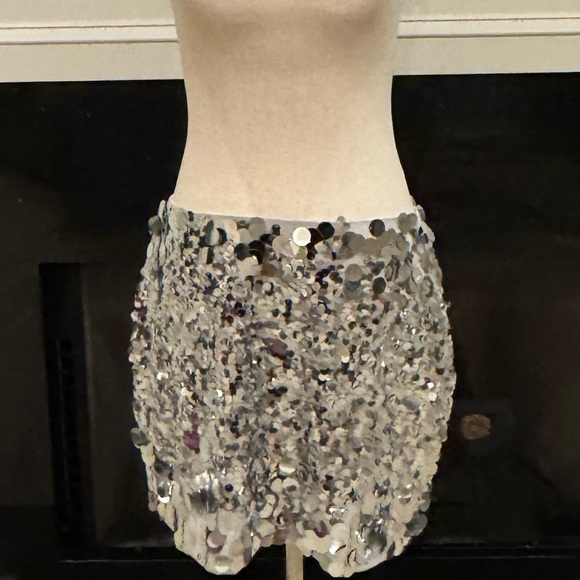 Gianni Bini Silver Sequin Mini Skirt – Size 8 (NWT) - Picture 2 of 9